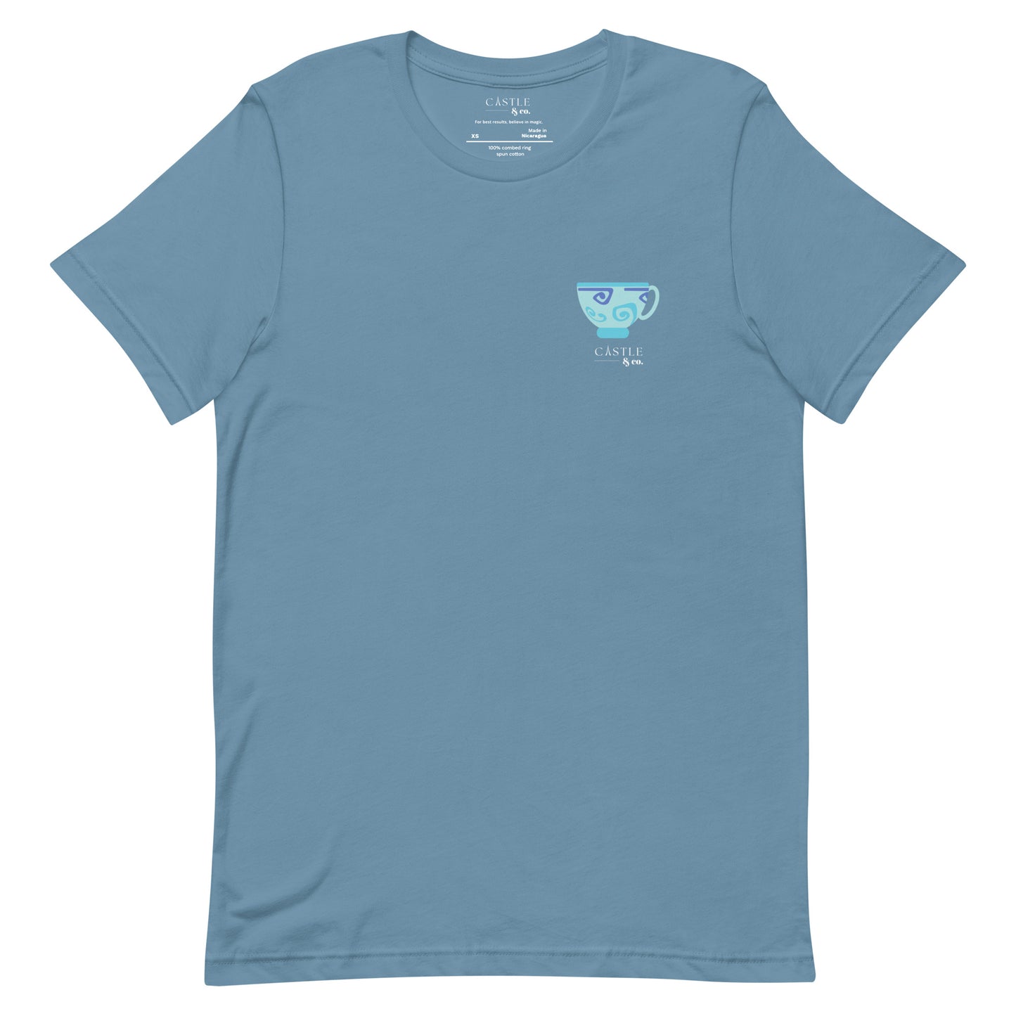 Blue Teacup - Unisex T-Shirt - White Logo